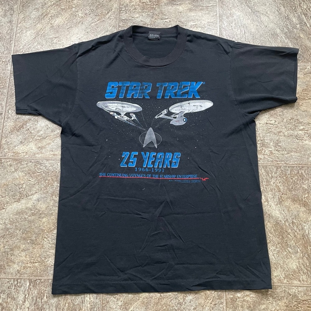 Vintage 1991 Star Trek 25 Years T-Shirt XL Screen Stars Single Stitch Black
